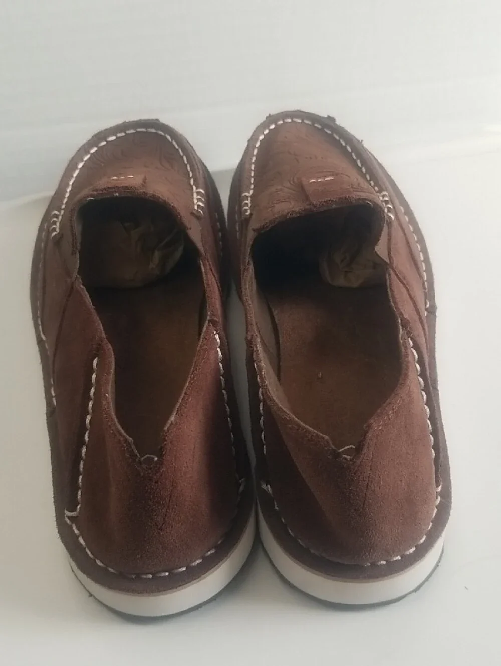 Ariat Brown Embossed Leather Slip-On Loafers